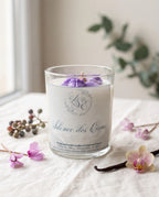 Bougie artisanale Silence des Cimes, collection Fleurs d'Asie de L&E, coulée à la main en France